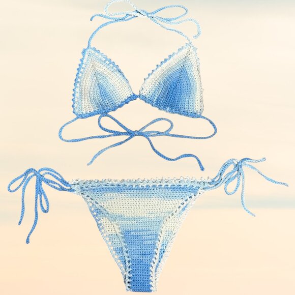 Other - blue ombre crochet bikini set